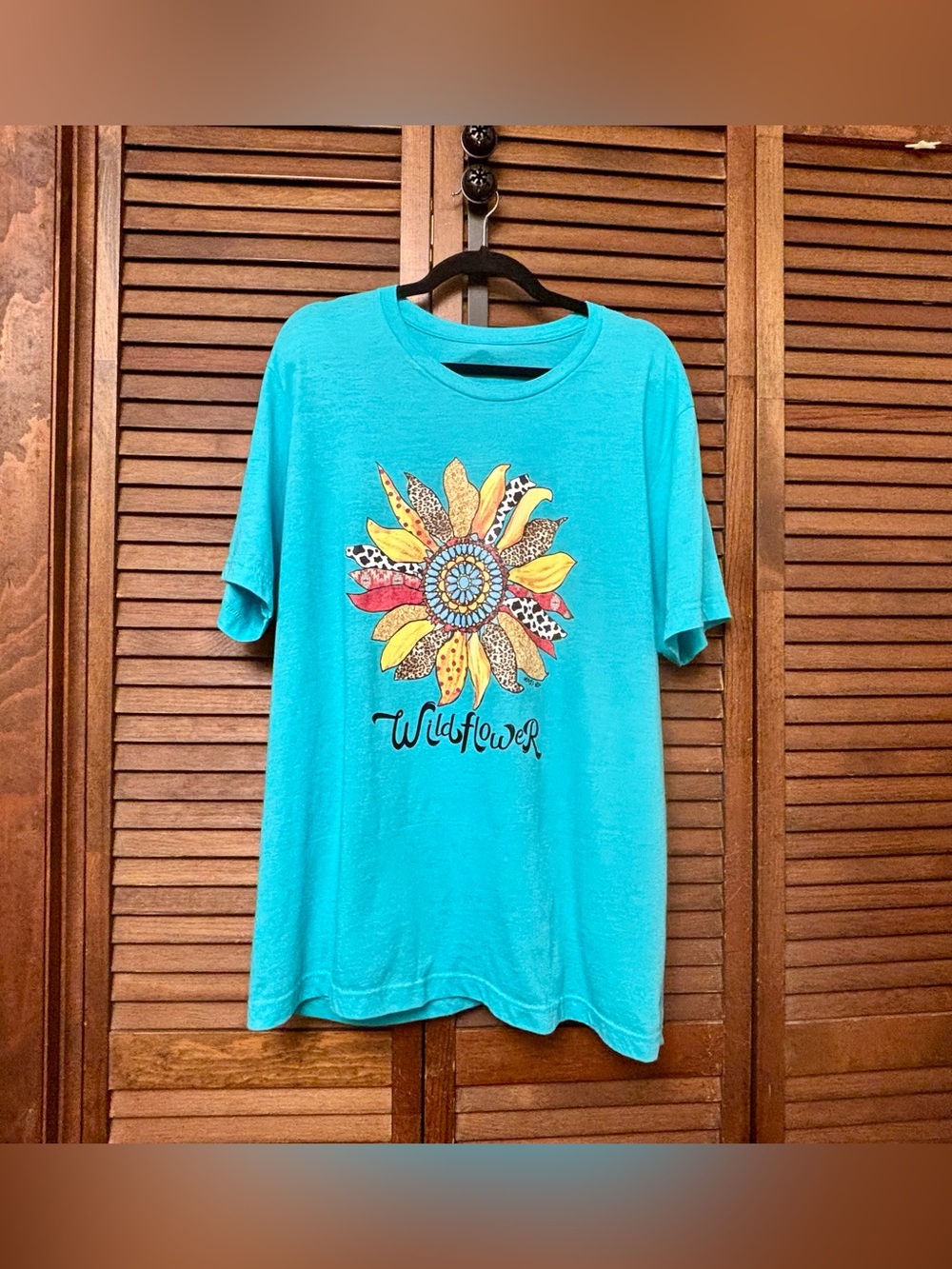 Bella Canvas Turquoise “Wildflower” Sunflower Graphic Tee in 2XL